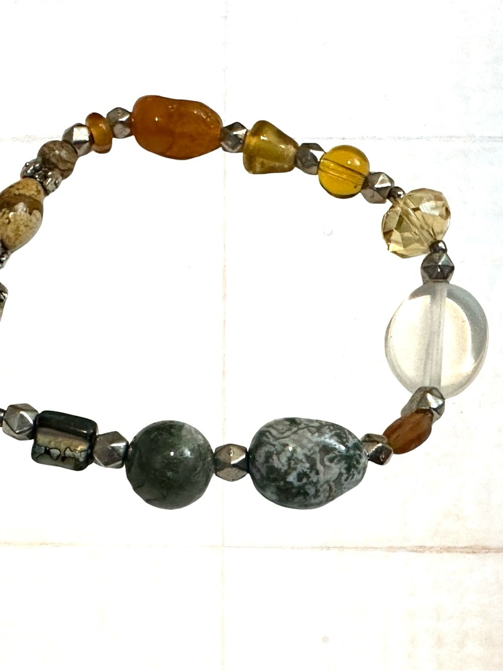 2 for $30 Artisan Semi-Precious Gems & Glass Beaded Bracelet, Earth Tones, Boho